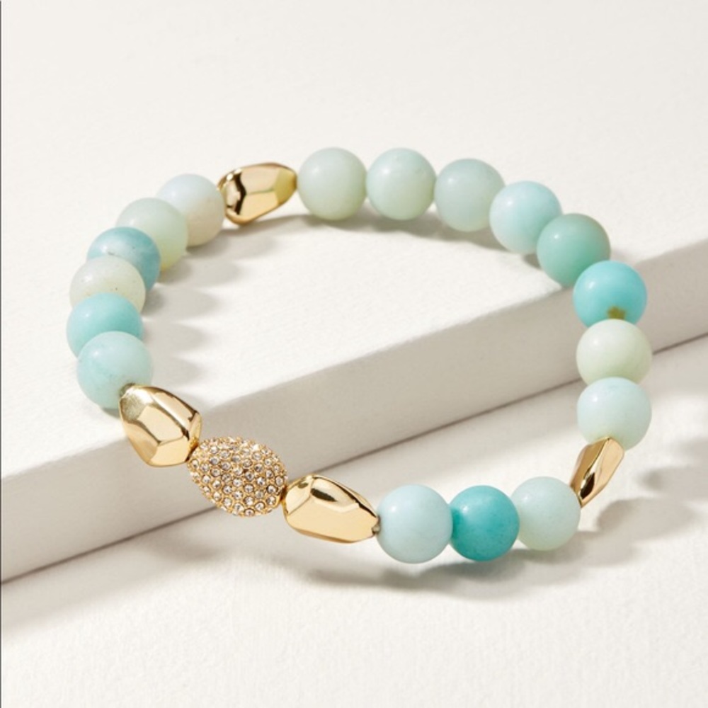 🌸 Anthropologie X Stella & Dot Ulani beaded stretch bracelet in teal